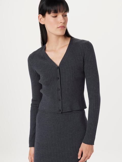 Frank And Oak The Merino V-Neck Cardigan in Charcoal Grey Best Price