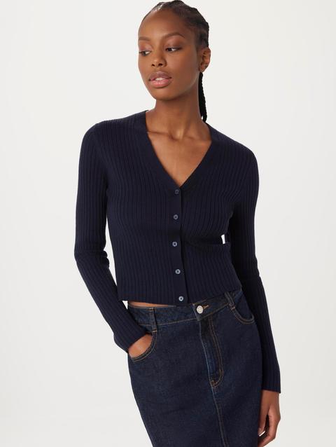 Frank And Oak The Merino V-Neck Cardigan in Space Blue Best Price