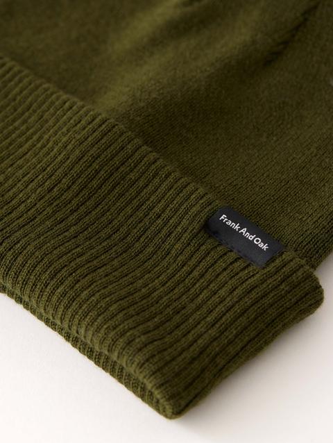 Frank And Oak The Merino Wool Beanie in Dark Olive Best Buy