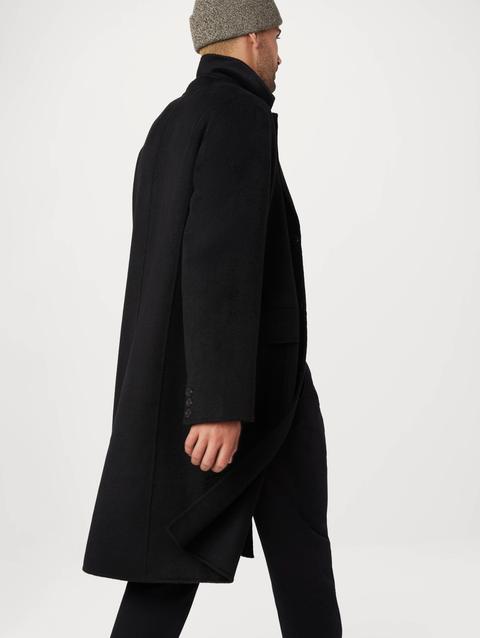 Frank And Oak The Michel Recycled Wool Topcoat in Black Best Seller