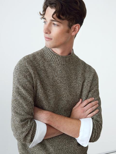 Frank And Oak The Mock Neck Sweater in Olive New Arrival