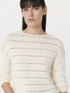 Frank And Oak The Openwork Boat Neck Sweater in Cream For Sale