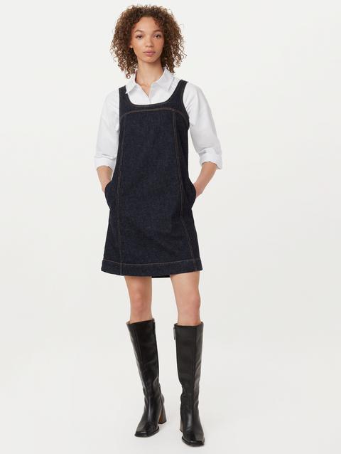 Frank And Oak The Pinafore Denim Dress in Dark Wash Same Day Delivery