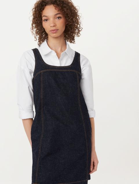 Frank And Oak The Pinafore Denim Dress in Dark Wash Same Day Delivery