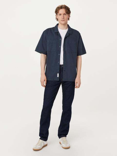 Frank And Oak The Pocket Camp Collar Shirt in Midnight Navy Same Day Delivery