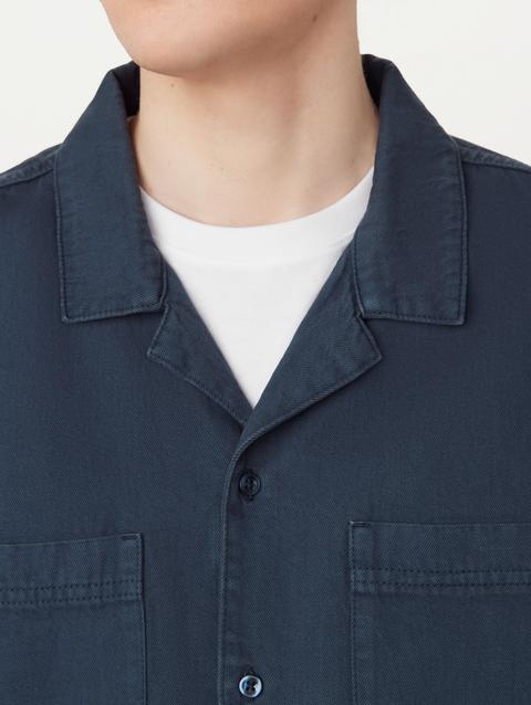 Frank And Oak The Pocket Camp Collar Shirt in Midnight Navy Same Day Delivery