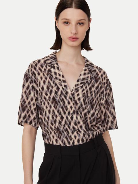 Frank And Oak The Print Camp Collar Blouse in Dark Chocolate Best Buy