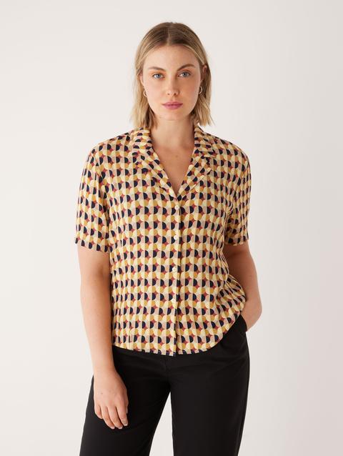 Frank And Oak The Printed Camp Collar Blouse in Daisy Same Day Delivery