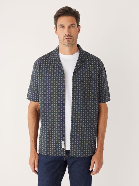 Frank And Oak The Printed Camp Collar Shirt in Deep Blue Free shipping