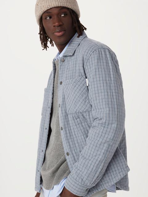 Frank And Oak The Quilted Overshirt in Blue On Sale