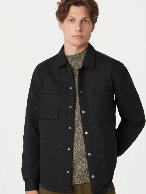 Frank And Oak The Quilted Overshirt in Washed Black New Arrival