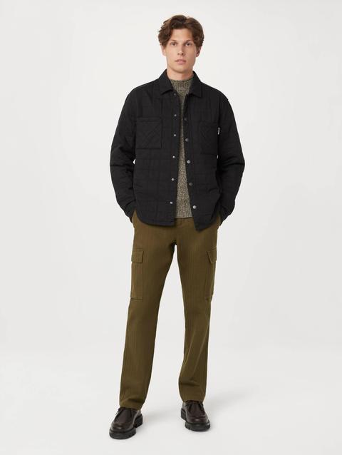 Frank And Oak The Quilted Overshirt in Washed Black New Arrival