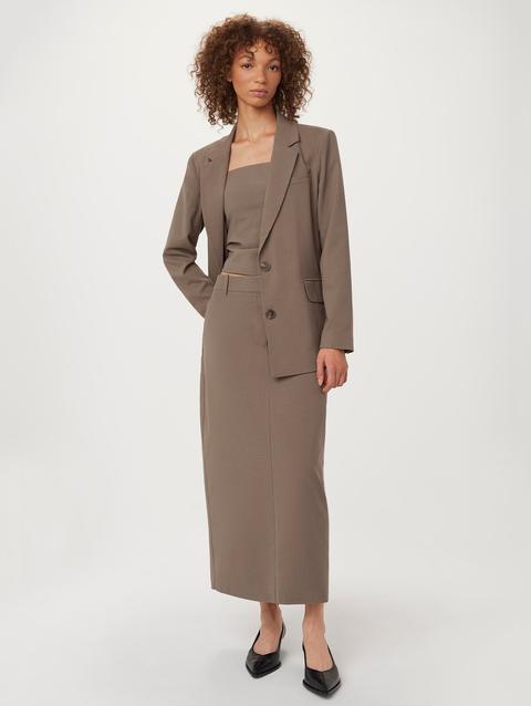 Frank And Oak The Relaxed 2-Button Blazer in Dark Taupe On Sale