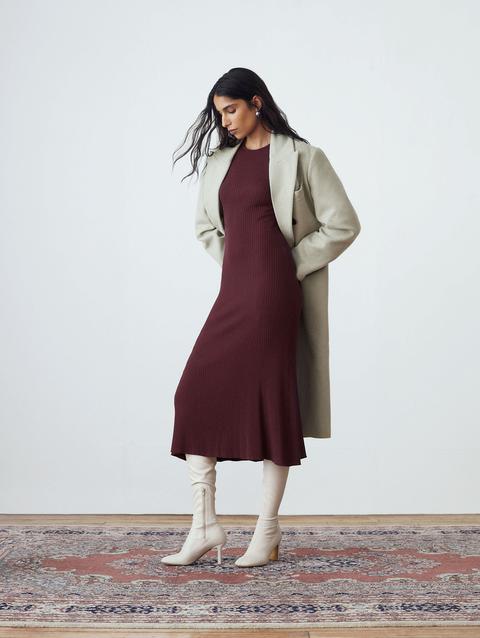 Frank And Oak The Ribbed Maxi Dress in Pinot Noir On Sale