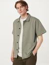 Frank And Oak The Short Sleeve Overshirt in Vetiver Green Same Day Delivery