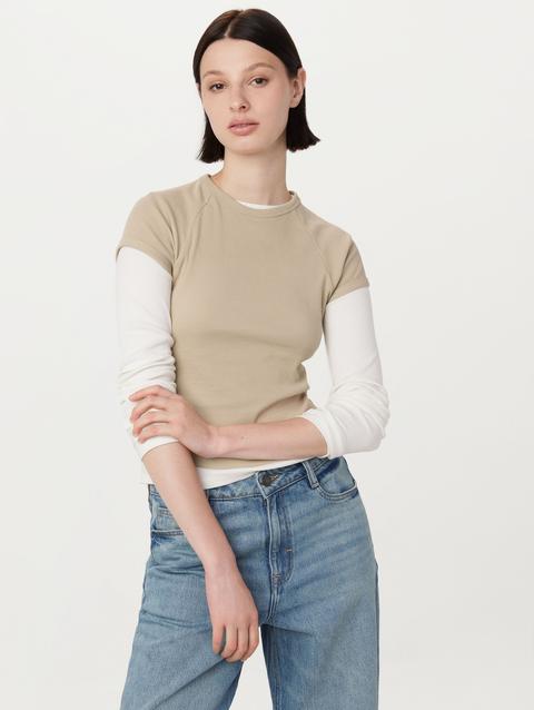 Frank And Oak The Shrunken Cropped T-Shirt in Light Beige Same Day Delivery