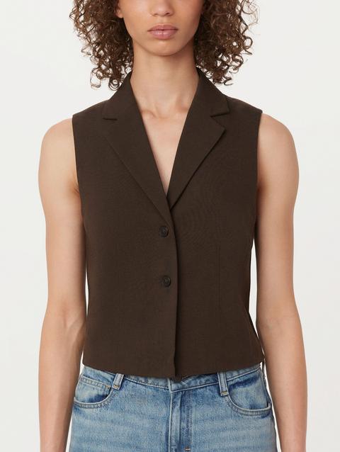 Frank And Oak The Single Breasted Fitted Vest in Dark Chocolate On Sale