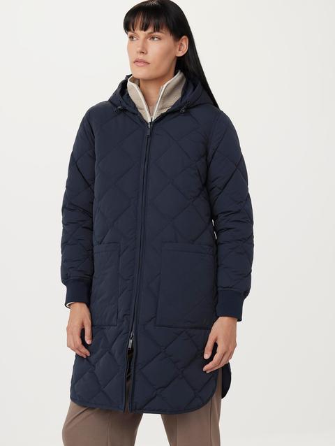 Frank And Oak The Skyline Maxi Hooded Coat in Space Blue For Sale