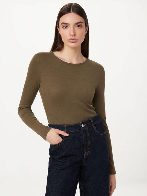 Frank And Oak The Slim Ribbed Long Sleeve Top in Mocha Best Buy