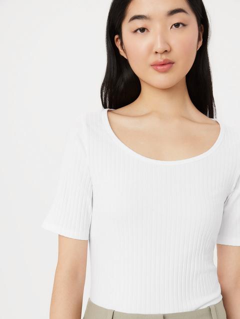 Frank And Oak The Slim Ribbed Top in Bright White Best Seller