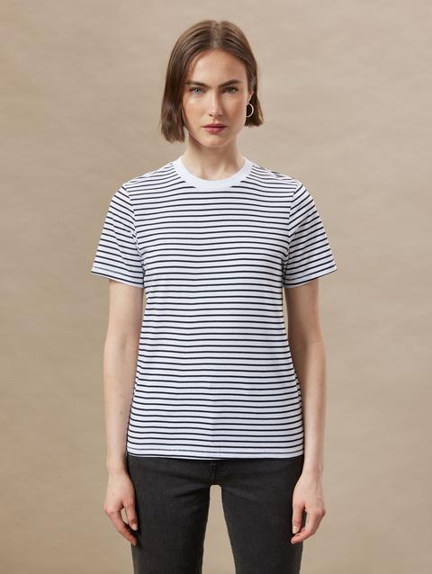 Frank And Oak The Striped Essential T-Shirt in White Best Seller