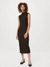 Frank And Oak The Textured Midi Dress in Dark Chocolate Same Day Delivery