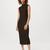 Frank And Oak The Textured Midi Dress in Dark Chocolate Same Day Delivery