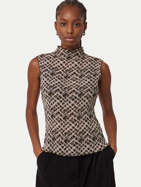 Frank And Oak The Textured Mock Neck Top  in Dark Chocolate For Sale