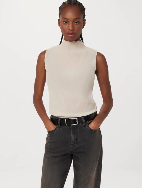 Frank And Oak The Textured Mock Neck Top  in Grey Morn Free shipping