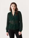 Frank And Oak The Textured Sheer Blouse in Forest Green Best Seller