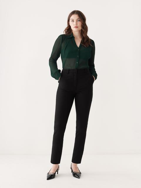 Frank And Oak The Textured Sheer Blouse in Forest Green Best Seller