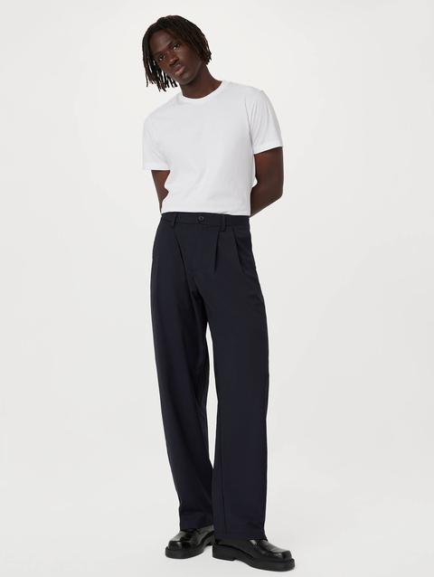 Frank And Oak The Theo Pleated Baggy Pant in Deep Blue Free shipping