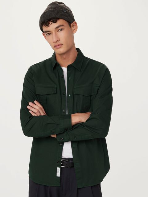 Frank And Oak The Utility Shirt  in Forest Green On Sale