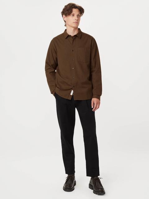 Frank And Oak The Yak Wool Flannel Shirt in Mustang Brown For Sale